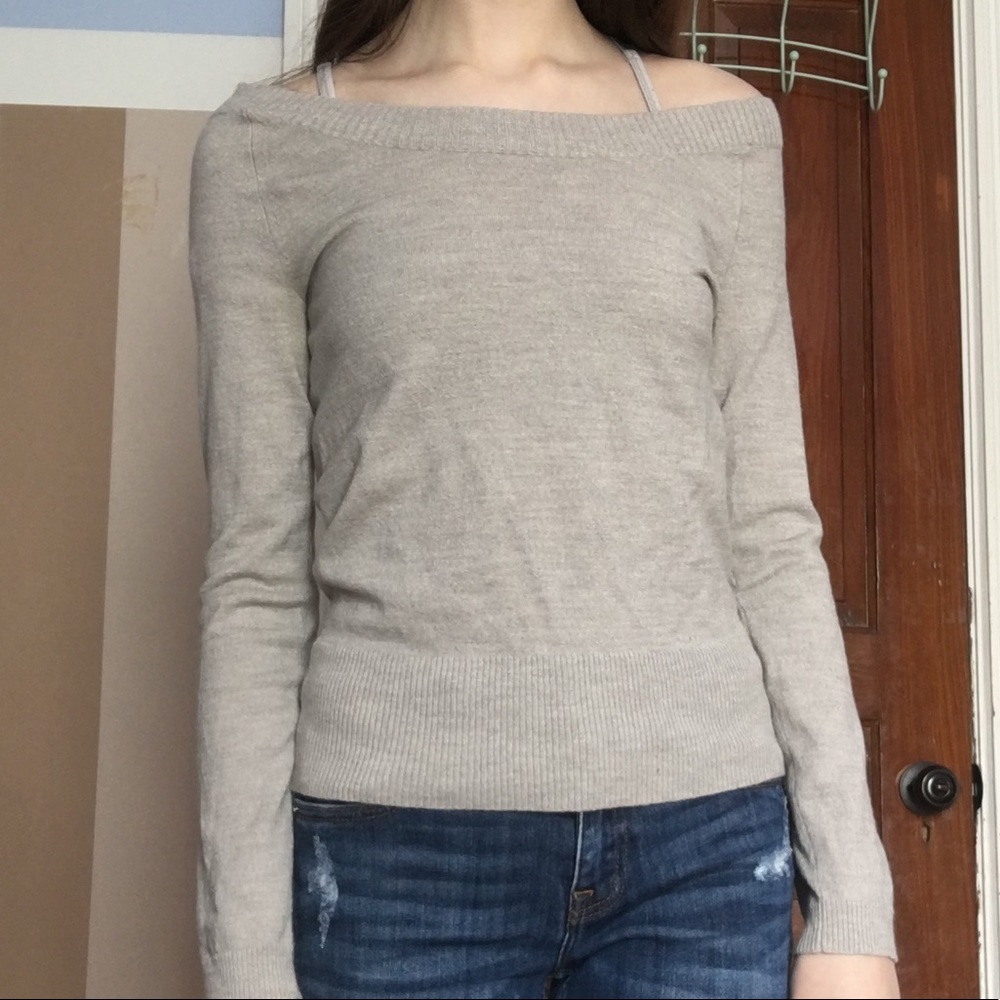 Gray off the shoulder sweater